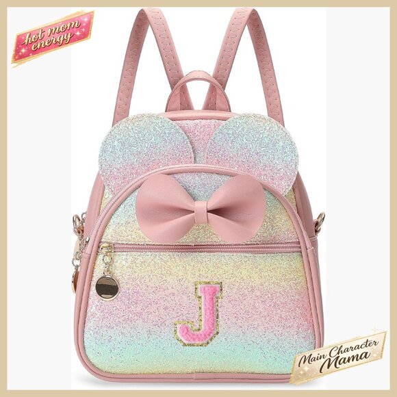 Personalized Initial Mini Backpack Purse for Girls Toddler Kids Adjustable Strap